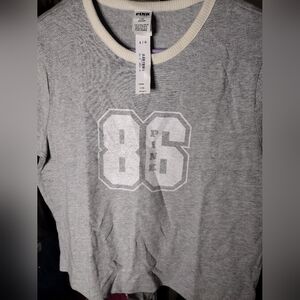 NWT Gray PINK 86 Graphic Tee Shirt Large